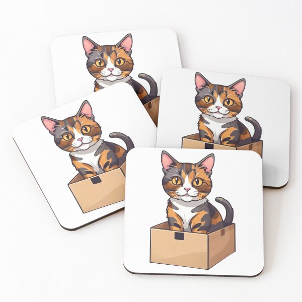 Item preview, Cute cat tortie in box designed and sold by KorArtStudio.