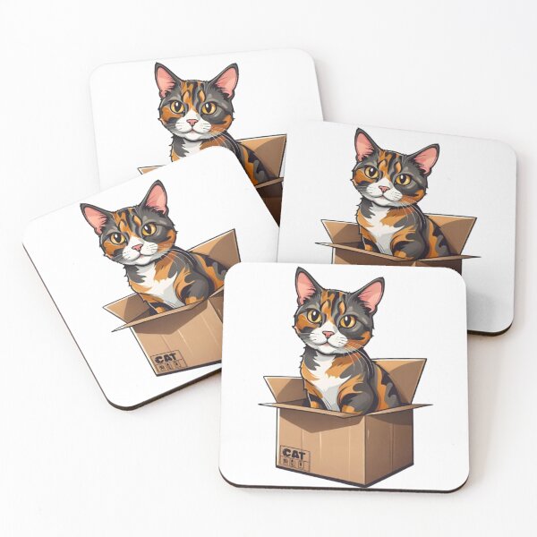 Item preview, Cute cat tortie art in box designed and sold by KorArtStudio.