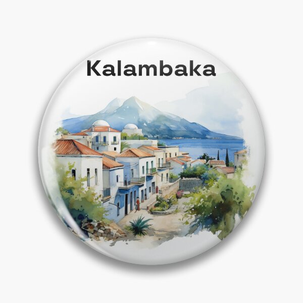Item preview, Kalambaka Greece view souvenir watercolor art designed and sold by Anna Sacha.