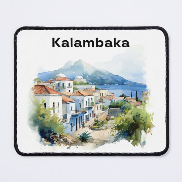 Item preview, Kalambaka Greece view souvenir watercolor art designed and sold by Anna Sacha.