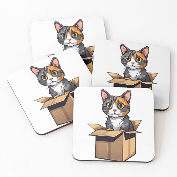 Item preview, Cute cat mom tortie in box designed and sold by KorArtStudio.
