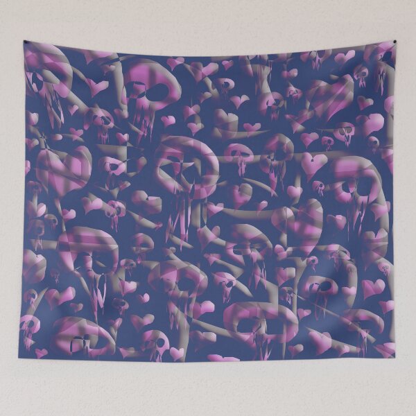 Item preview, Skulls and Hearts (Dark Blue Pink) designed and sold by skullbal.