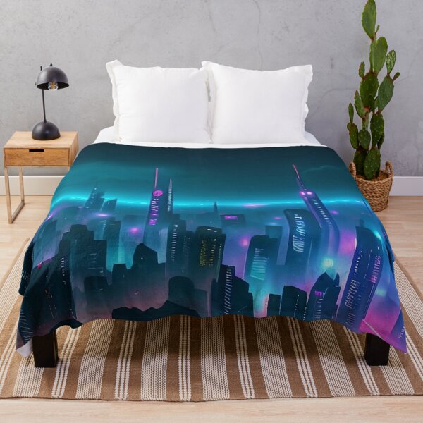 Item preview, Paisaje urbano futurista, luces de neón, cielo oscuro, edificios imponentes. designed and sold by ArtComixHaven.