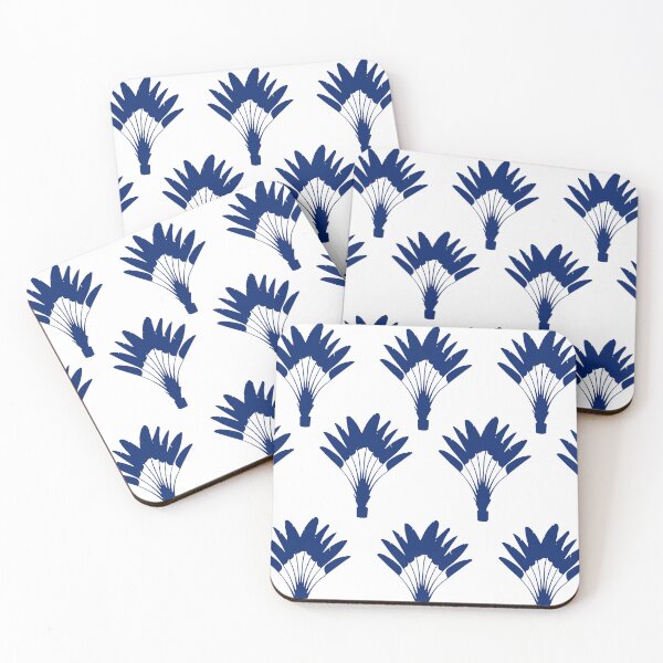 Item preview, Hamptons Navy Blue and White Traveller Palm Pattern designed and sold by HotHibiscus.