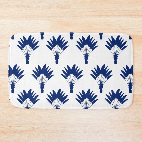 Item preview, Hamptons Navy Blue and White Traveller Palm Pattern designed and sold by HotHibiscus.