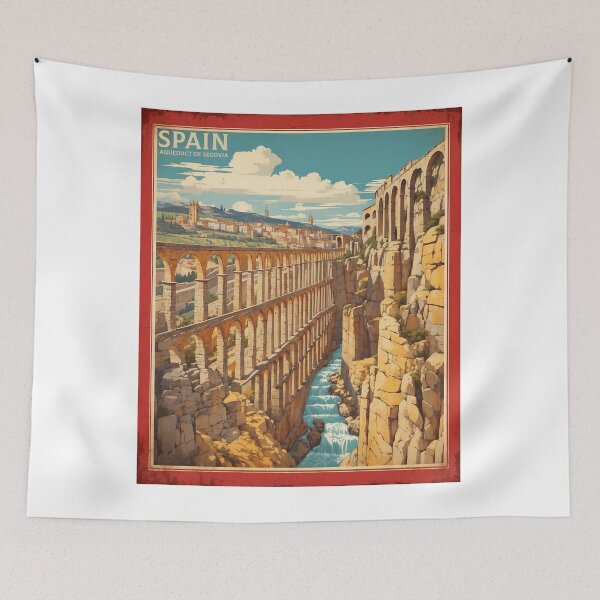 Item preview, Aqueduct of Segovia Spain Tourism Vintage Poster designed and sold by TravelersGems.
