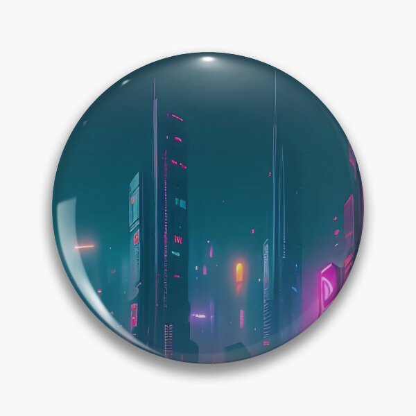 Item preview, Futuristic cityscape, neon lights, skyscrapers, atmospheric, vibrant colours. designed and sold by ArtComixHaven.