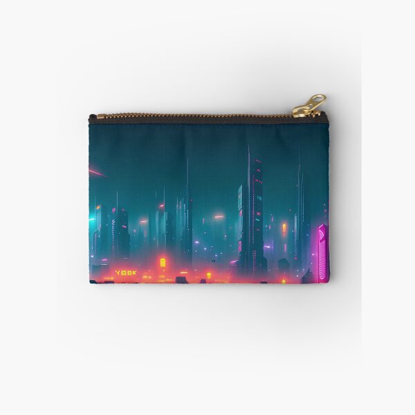 Item preview, Futuristic cityscape, neon lights, skyscrapers, atmospheric, vibrant colours. designed and sold by ArtComixHaven.
