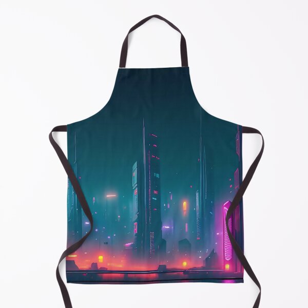 Item preview, Futuristic cityscape, neon lights, skyscrapers, atmospheric, vibrant colours. designed and sold by ArtComixHaven.