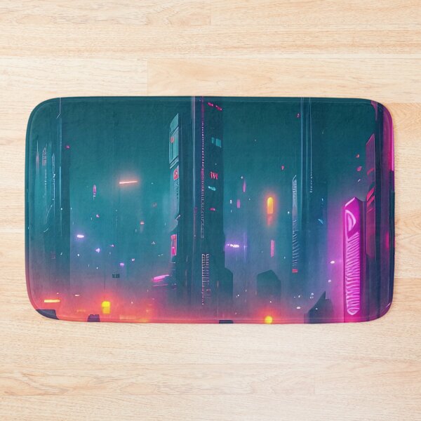 Item preview, Futuristic cityscape, neon lights, skyscrapers, atmospheric, vibrant colours. designed and sold by ArtComixHaven.