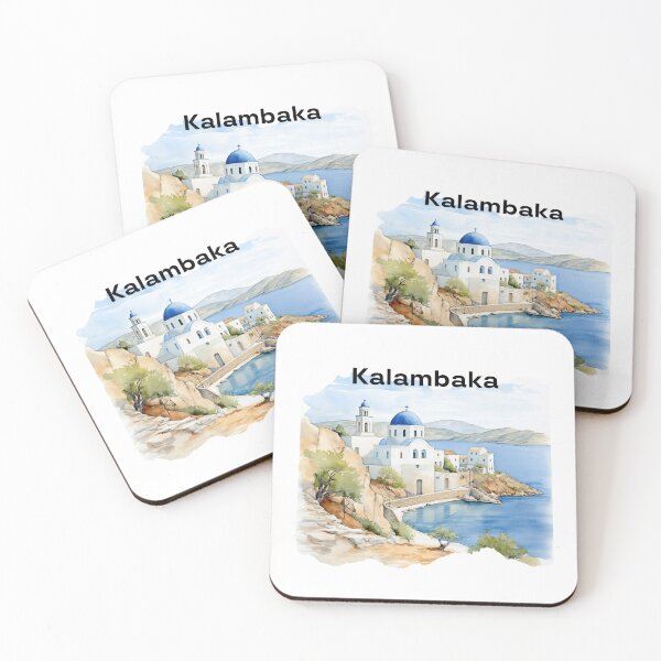 Item preview, Kalambaka Greece view blue landscape  designed and sold by Anna Sacha.