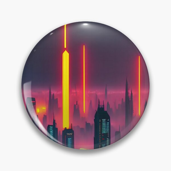 Item preview, Futuristic cityscape, neon lights, skyscrapers, misty atmosphere. designed and sold by ArtComixHaven.