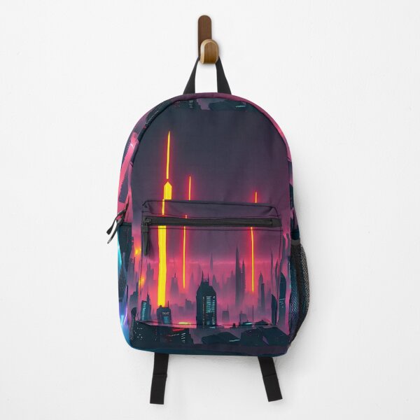 Item preview, Futuristic cityscape, neon lights, skyscrapers, misty atmosphere. designed and sold by ArtComixHaven.