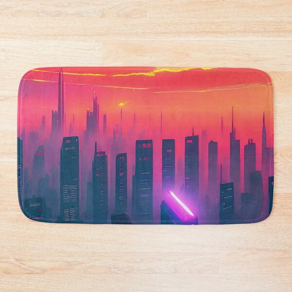Item preview, Futuristic cityscape at sunset with vibrant, colourful lighting. designed and sold by ArtComixHaven.