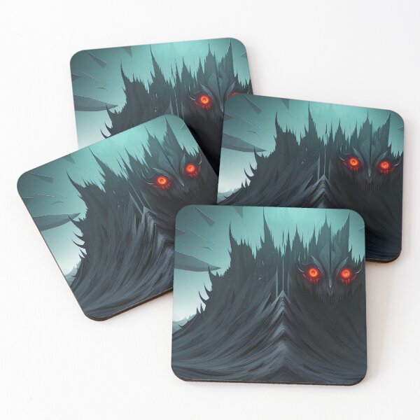 Item preview, Dark, ominous mountain with glowing red-eyed entity. designed and sold by ArtComixHaven.