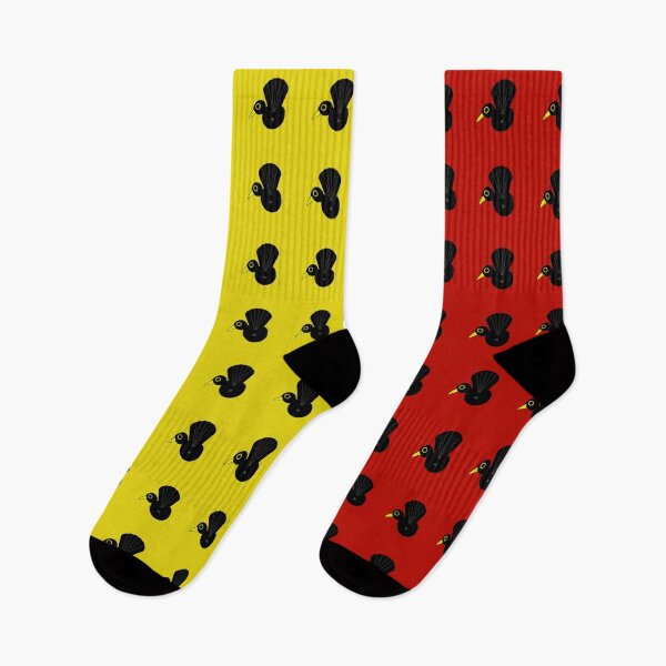 Item preview, Black Bird Butt Red and Yellow Socks designed and sold by thechronicsloth.
