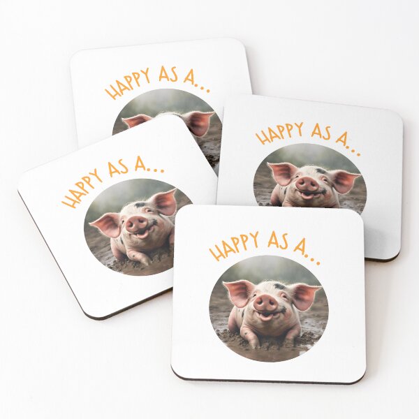 Item preview, Cute Cartoon Pig In Mud. Adorable Happy As A Pig Quote designed and sold by Cuteanimalgifts.