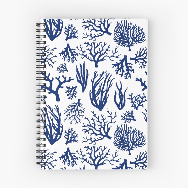 Item preview, Navy Blue and White Coastal Sea Coral Pattern designed and sold by HotHibiscus.