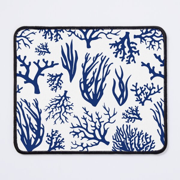 Item preview, Navy Blue and White Coastal Sea Coral Pattern designed and sold by HotHibiscus.