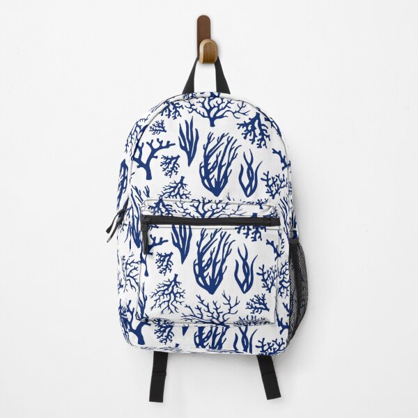 Item preview, Navy Blue and White Coastal Sea Coral Pattern designed and sold by HotHibiscus.