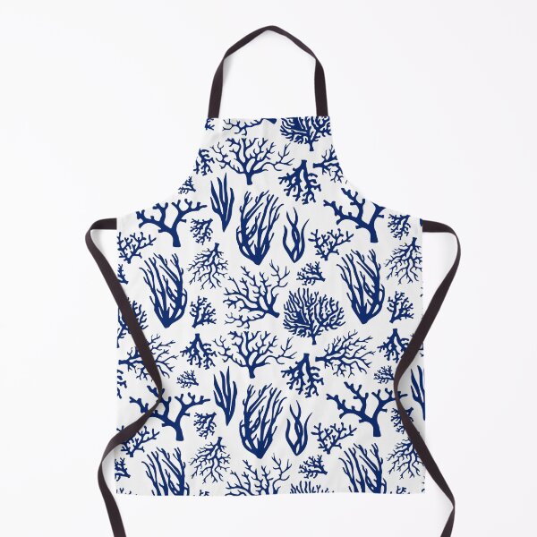 Item preview, Navy Blue and White Coastal Sea Coral Pattern designed and sold by HotHibiscus.