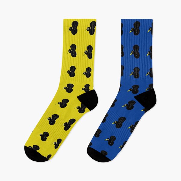 Item preview, Black Bird Butt Blue and Yellow Socks designed and sold by thechronicsloth.
