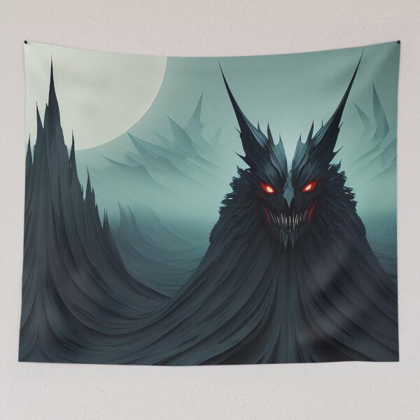 Item preview, Dark, eerie landscape, menacing creature, full moon. designed and sold by ArtComixHaven.