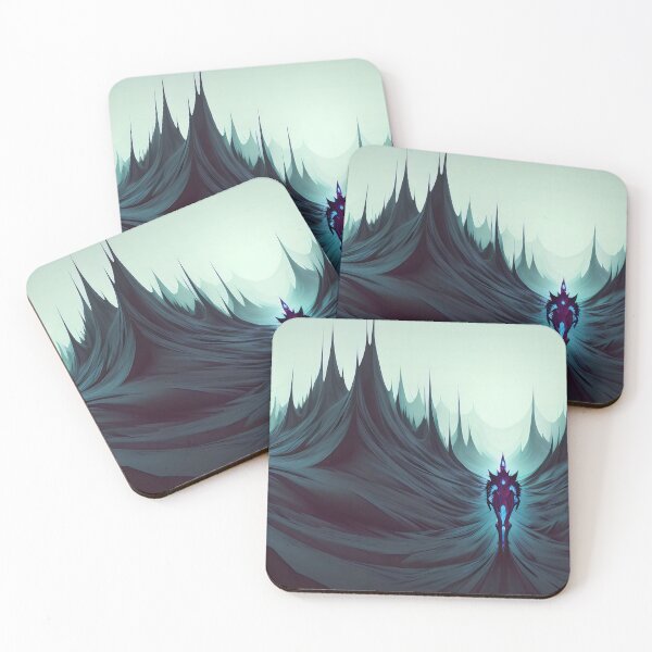 Item preview, Mysterious figure amidst towering, jagged, darkened icy peaks. designed and sold by ArtComixHaven.