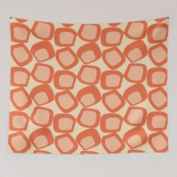 Item preview, Mid Century Modern Funky Shapes Peach, Orange designed and sold by trdstudio.