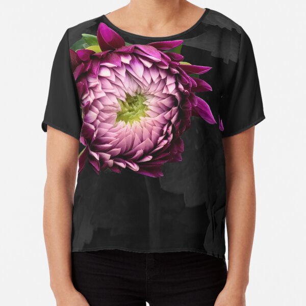 Pink Dahlia Bud Chiffon Top