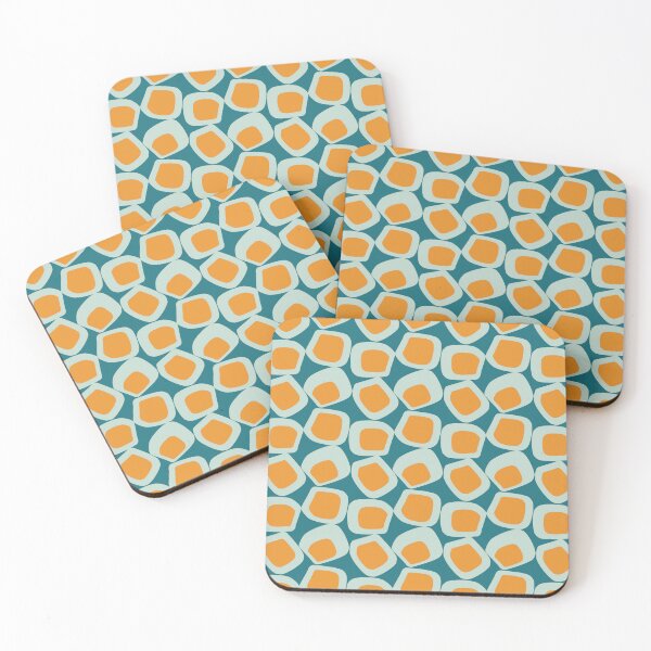 Item preview, Mid Century Modern Funky Shapes Teal, Aqua, Orange designed and sold by trdstudio.