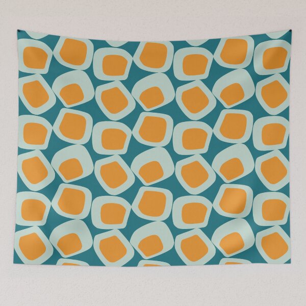 Item preview, Mid Century Modern Funky Shapes Teal, Aqua, Orange designed and sold by trdstudio.