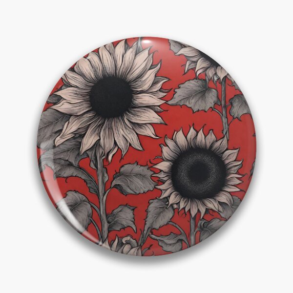 Item preview, Girasoles blancos y negros sobre un fondo rojo. designed and sold by Vilemo.
