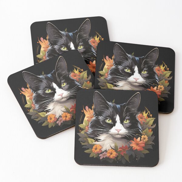 Item preview, Tuxedo Cat Orange Floral designed and sold by LittleWormTrading.