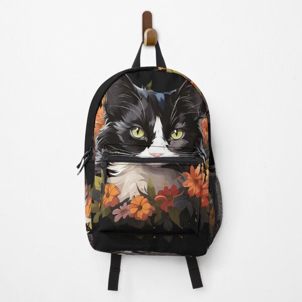 Item preview, Tuxedo Cat Orange Floral designed and sold by LittleWormTrading.