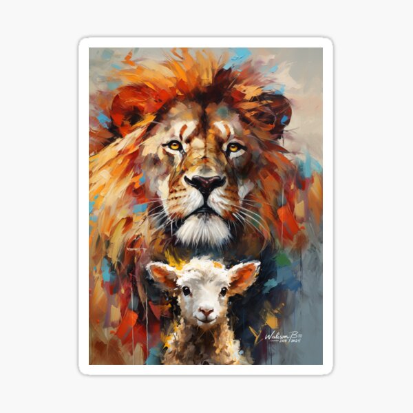 Vista previa del artículo con la obra «Pintura acrílica del león y el cordero», diseñado y vendido por Walison de Eça.