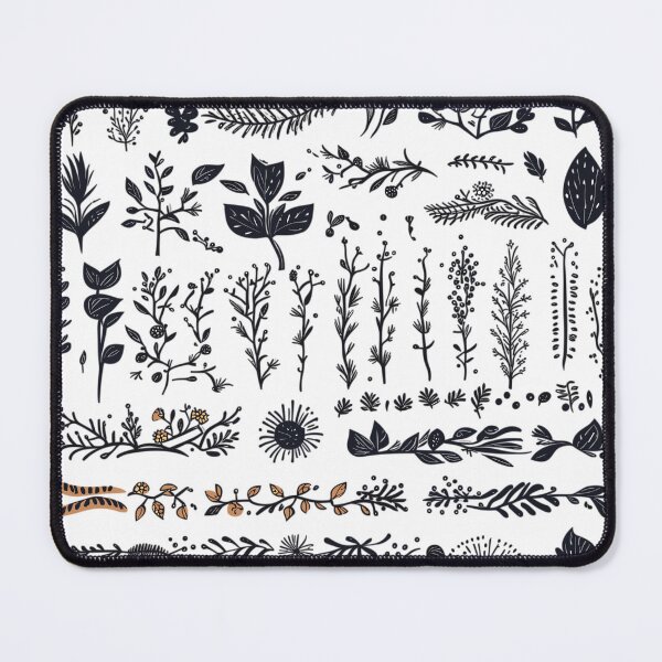 Item preview, Monochrome Botanical Illustrations Pattern designed and sold by HecoPhoto.