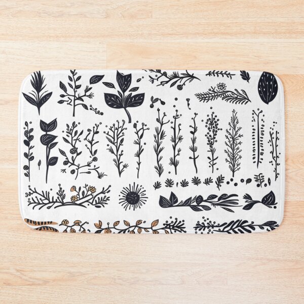 Item preview, Monochrome Botanical Illustrations Pattern designed and sold by HecoPhoto.