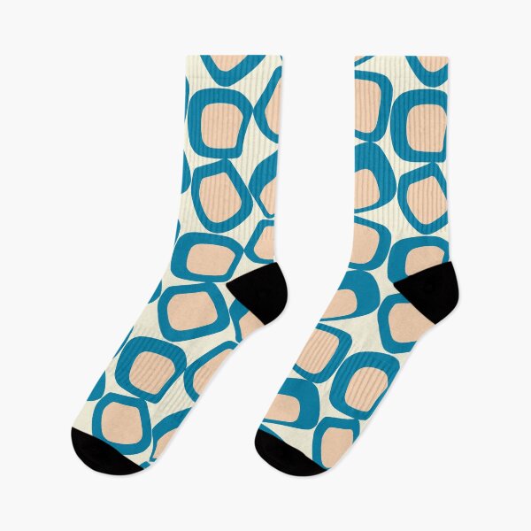 Item preview, Mid Century Modern Funky Shapes Celadon Blue, Peach designed and sold by trdstudio.