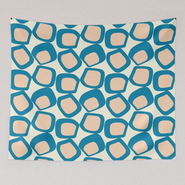 Item preview, Mid Century Modern Funky Shapes Celadon Blue, Peach designed and sold by trdstudio.