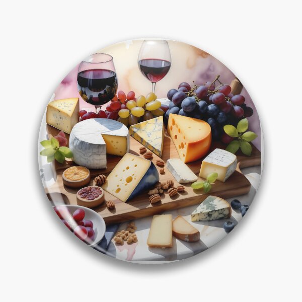 Item preview, Watercolor of a cheese platter designed and sold by IAmagineFR.