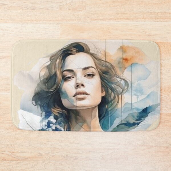 Item preview, Face of beautiful young brunette woman from the front on pastel tones designed and sold by cristina1001.