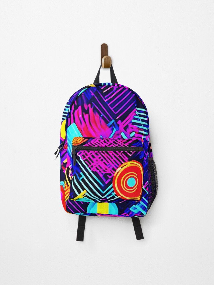 Thumbnail 1 of 3, Backpack, Vivid Neon Abstract Pattern designed and sold by Unique-Design-4.