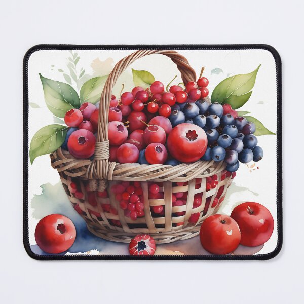 Item preview, Watercolor of red fruits in a basket designed and sold by IAmagineFR.