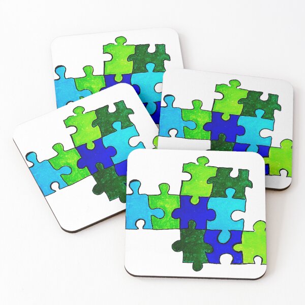 Item preview, Blue and Green Puzzle Pieces designed and sold by pamelacuddihy.