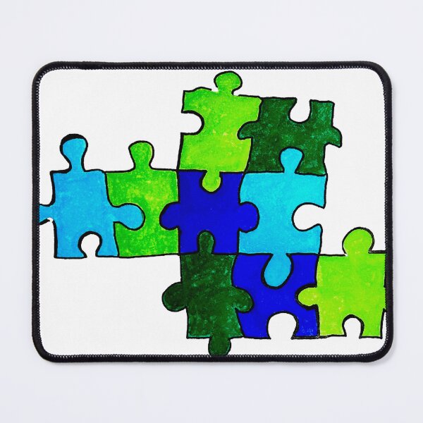 Item preview, Blue and Green Puzzle Pieces designed and sold by pamelacuddihy.