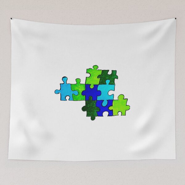 Item preview, Blue and Green Puzzle Pieces designed and sold by pamelacuddihy.