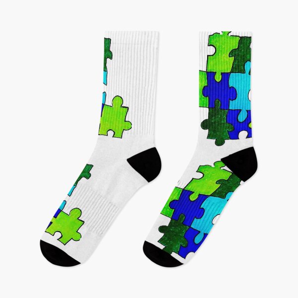 Item preview, Blue and Green Puzzle Pieces designed and sold by pamelacuddihy.