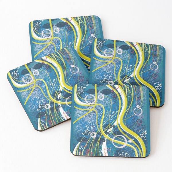 Item preview, Abstract underwater world with green plants designed and sold by ChallaDesign.