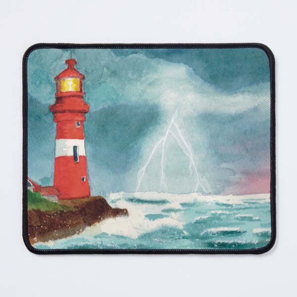 Item preview, Stormy sea at Hasting point lighthouse designed and sold by Liz Loasby.
